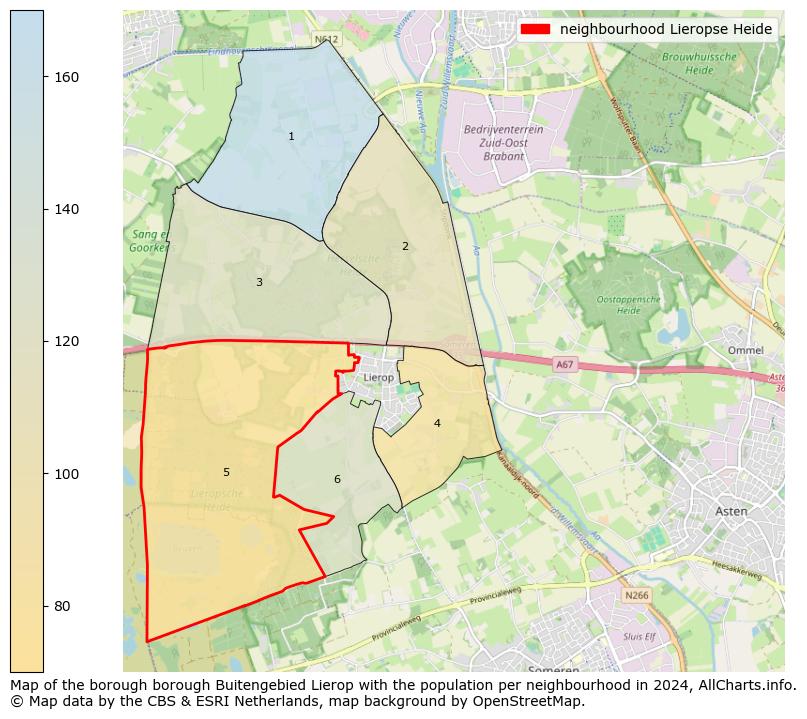 Image of the neighbourhood Lieropse Heide at the map. This image is used as introduction to this page. This page shows a lot of information about the population in the neighbourhood Lieropse Heide (such as the distribution by age groups of the residents, the composition of households, whether inhabitants are natives or Dutch with an immigration background, data about the houses (numbers, types, price development, use, type of property, ...) and more (car ownership, energy consumption, ...) based on open data from the Dutch Central Bureau of Statistics and various other sources!