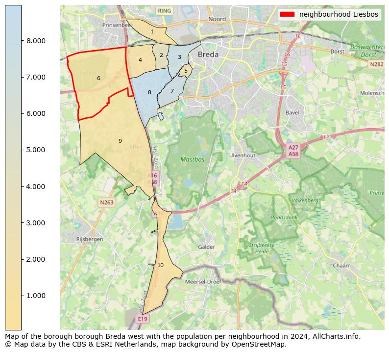 Image of the neighbourhood Liesbos at the map. This image is used as introduction to this page. This page shows a lot of information about the population in the neighbourhood Liesbos (such as the distribution by age groups of the residents, the composition of households, whether inhabitants are natives or Dutch with an immigration background, data about the houses (numbers, types, price development, use, type of property, ...) and more (car ownership, energy consumption, ...) based on open data from the Dutch Central Bureau of Statistics and various other sources!