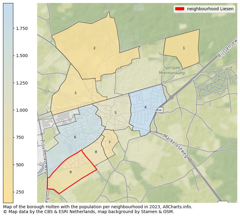 Map of the borough Holten with the population per neighbourhood in 2023. This page shows a lot of information about residents (such as the distribution by age groups, family composition, gender, native or Dutch with an immigration background, ...), homes (numbers, types, price development, use, type of property, ...) and more (car ownership, energy consumption, ...) based on open data from the Dutch Central Bureau of Statistics and various other sources!
