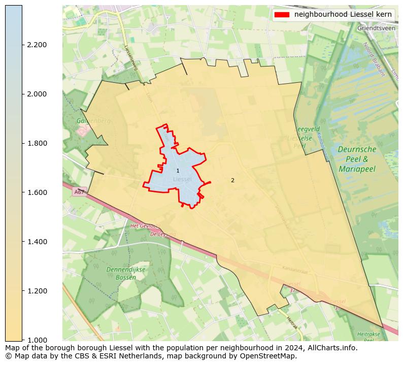 Image of the neighbourhood Liessel kern at the map. This image is used as introduction to this page. This page shows a lot of information about the population in the neighbourhood Liessel kern (such as the distribution by age groups of the residents, the composition of households, whether inhabitants are natives or Dutch with an immigration background, data about the houses (numbers, types, price development, use, type of property, ...) and more (car ownership, energy consumption, ...) based on open data from the Dutch Central Bureau of Statistics and various other sources!