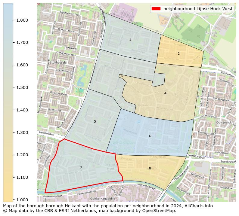 Image of the neighbourhood Lijnse Hoek West at the map. This image is used as introduction to this page. This page shows a lot of information about the population in the neighbourhood Lijnse Hoek West (such as the distribution by age groups of the residents, the composition of households, whether inhabitants are natives or Dutch with an immigration background, data about the houses (numbers, types, price development, use, type of property, ...) and more (car ownership, energy consumption, ...) based on open data from the Dutch Central Bureau of Statistics and various other sources!