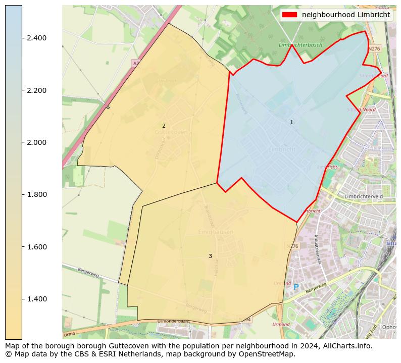 Image of the neighbourhood Limbricht at the map. This image is used as introduction to this page. This page shows a lot of information about the population in the neighbourhood Limbricht (such as the distribution by age groups of the residents, the composition of households, whether inhabitants are natives or Dutch with an immigration background, data about the houses (numbers, types, price development, use, type of property, ...) and more (car ownership, energy consumption, ...) based on open data from the Dutch Central Bureau of Statistics and various other sources!