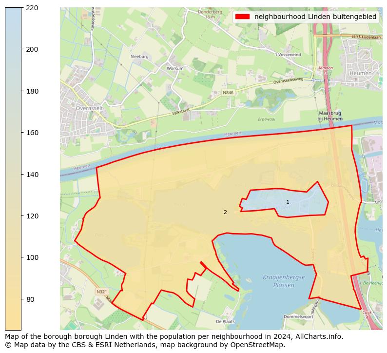 Image of the neighbourhood Linden buitengebied at the map. This image is used as introduction to this page. This page shows a lot of information about the population in the neighbourhood Linden buitengebied (such as the distribution by age groups of the residents, the composition of households, whether inhabitants are natives or Dutch with an immigration background, data about the houses (numbers, types, price development, use, type of property, ...) and more (car ownership, energy consumption, ...) based on open data from the Dutch Central Bureau of Statistics and various other sources!