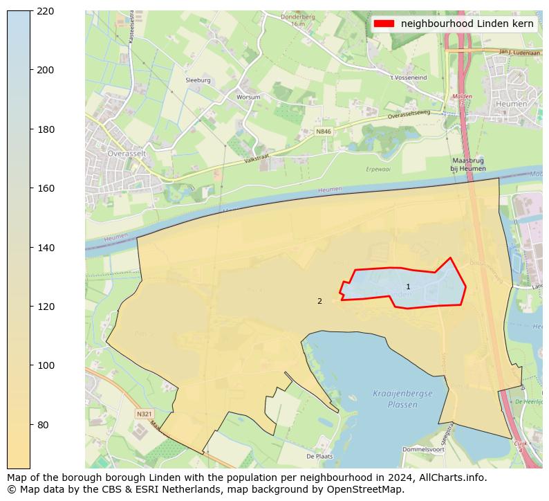 Image of the neighbourhood Linden kern at the map. This image is used as introduction to this page. This page shows a lot of information about the population in the neighbourhood Linden kern (such as the distribution by age groups of the residents, the composition of households, whether inhabitants are natives or Dutch with an immigration background, data about the houses (numbers, types, price development, use, type of property, ...) and more (car ownership, energy consumption, ...) based on open data from the Dutch Central Bureau of Statistics and various other sources!