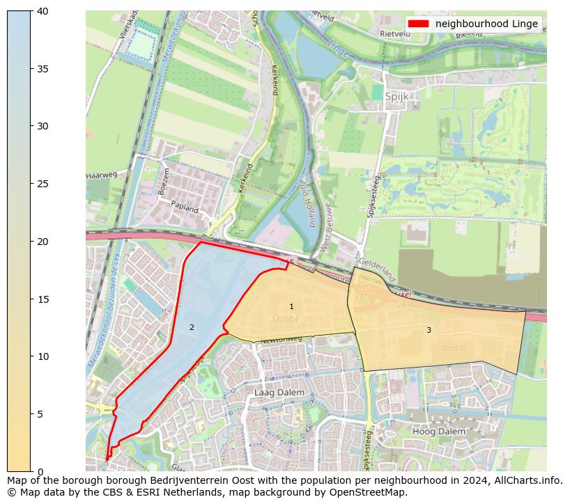 Image of the neighbourhood Linge at the map. This image is used as introduction to this page. This page shows a lot of information about the population in the neighbourhood Linge (such as the distribution by age groups of the residents, the composition of households, whether inhabitants are natives or Dutch with an immigration background, data about the houses (numbers, types, price development, use, type of property, ...) and more (car ownership, energy consumption, ...) based on open data from the Dutch Central Bureau of Statistics and various other sources!