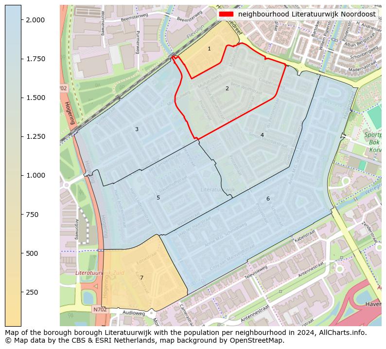 Image of the neighbourhood Literatuurwijk Noordoost at the map. This image is used as introduction to this page. This page shows a lot of information about the population in the neighbourhood Literatuurwijk Noordoost (such as the distribution by age groups of the residents, the composition of households, whether inhabitants are natives or Dutch with an immigration background, data about the houses (numbers, types, price development, use, type of property, ...) and more (car ownership, energy consumption, ...) based on open data from the Dutch Central Bureau of Statistics and various other sources!