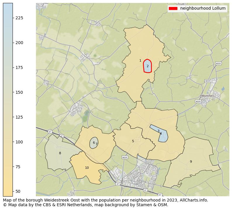 Map of the borough Weidestreek Oost with the population per neighbourhood in 2023. This page shows a lot of information about residents (such as the distribution by age groups, family composition, gender, native or Dutch with an immigration background, ...), homes (numbers, types, price development, use, type of property, ...) and more (car ownership, energy consumption, ...) based on open data from the Dutch Central Bureau of Statistics and various other sources!