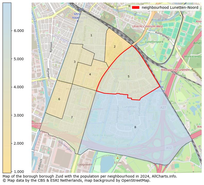 Image of the neighbourhood Lunetten-Noord at the map. This image is used as introduction to this page. This page shows a lot of information about the population in the neighbourhood Lunetten-Noord (such as the distribution by age groups of the residents, the composition of households, whether inhabitants are natives or Dutch with an immigration background, data about the houses (numbers, types, price development, use, type of property, ...) and more (car ownership, energy consumption, ...) based on open data from the Dutch Central Bureau of Statistics and various other sources!