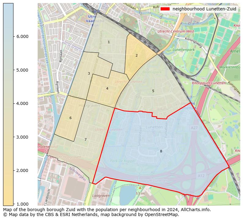 Image of the neighbourhood Lunetten-Zuid at the map. This image is used as introduction to this page. This page shows a lot of information about the population in the neighbourhood Lunetten-Zuid (such as the distribution by age groups of the residents, the composition of households, whether inhabitants are natives or Dutch with an immigration background, data about the houses (numbers, types, price development, use, type of property, ...) and more (car ownership, energy consumption, ...) based on open data from the Dutch Central Bureau of Statistics and various other sources!