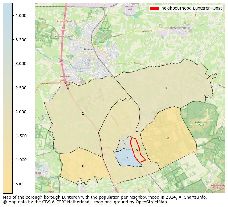 Image of the neighbourhood Lunteren-Oost at the map. This image is used as introduction to this page. This page shows a lot of information about the population in the neighbourhood Lunteren-Oost (such as the distribution by age groups of the residents, the composition of households, whether inhabitants are natives or Dutch with an immigration background, data about the houses (numbers, types, price development, use, type of property, ...) and more (car ownership, energy consumption, ...) based on open data from the Dutch Central Bureau of Statistics and various other sources!