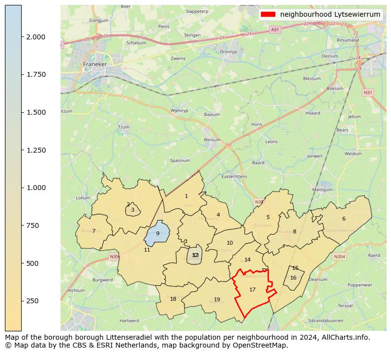 Image of the neighbourhood Lytsewierrum at the map. This image is used as introduction to this page. This page shows a lot of information about the population in the neighbourhood Lytsewierrum (such as the distribution by age groups of the residents, the composition of households, whether inhabitants are natives or Dutch with an immigration background, data about the houses (numbers, types, price development, use, type of property, ...) and more (car ownership, energy consumption, ...) based on open data from the Dutch Central Bureau of Statistics and various other sources!