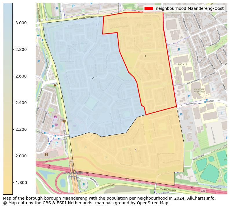 Image of the neighbourhood Maandereng-Oost at the map. This image is used as introduction to this page. This page shows a lot of information about the population in the neighbourhood Maandereng-Oost (such as the distribution by age groups of the residents, the composition of households, whether inhabitants are natives or Dutch with an immigration background, data about the houses (numbers, types, price development, use, type of property, ...) and more (car ownership, energy consumption, ...) based on open data from the Dutch Central Bureau of Statistics and various other sources!