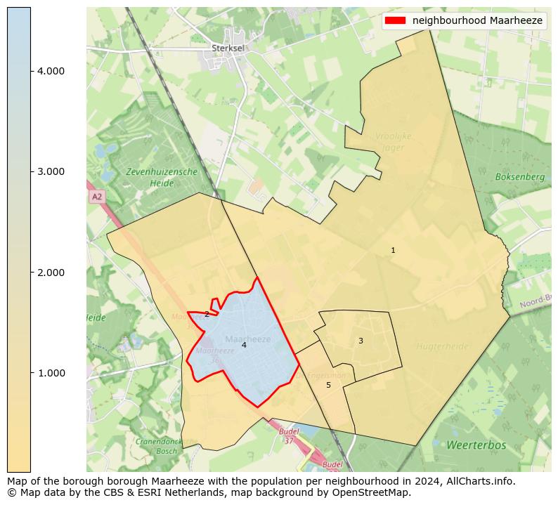 Image of the neighbourhood Maarheeze at the map. This image is used as introduction to this page. This page shows a lot of information about the population in the neighbourhood Maarheeze (such as the distribution by age groups of the residents, the composition of households, whether inhabitants are natives or Dutch with an immigration background, data about the houses (numbers, types, price development, use, type of property, ...) and more (car ownership, energy consumption, ...) based on open data from the Dutch Central Bureau of Statistics and various other sources!