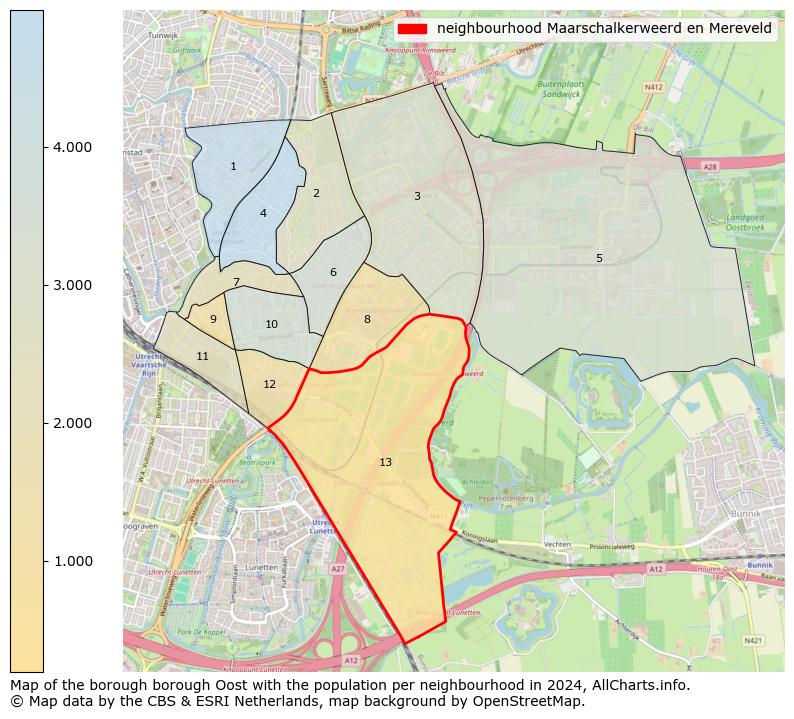 Image of the neighbourhood Maarschalkerweerd en Mereveld at the map. This image is used as introduction to this page. This page shows a lot of information about the population in the neighbourhood Maarschalkerweerd en Mereveld (such as the distribution by age groups of the residents, the composition of households, whether inhabitants are natives or Dutch with an immigration background, data about the houses (numbers, types, price development, use, type of property, ...) and more (car ownership, energy consumption, ...) based on open data from the Dutch Central Bureau of Statistics and various other sources!