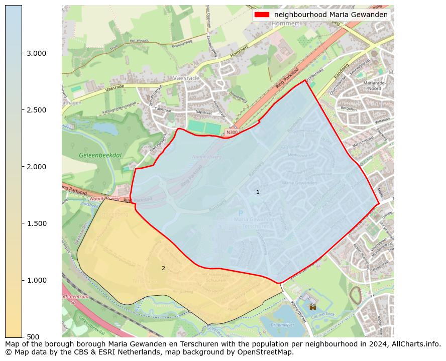 Image of the neighbourhood Maria Gewanden at the map. This image is used as introduction to this page. This page shows a lot of information about the population in the neighbourhood Maria Gewanden (such as the distribution by age groups of the residents, the composition of households, whether inhabitants are natives or Dutch with an immigration background, data about the houses (numbers, types, price development, use, type of property, ...) and more (car ownership, energy consumption, ...) based on open data from the Dutch Central Bureau of Statistics and various other sources!