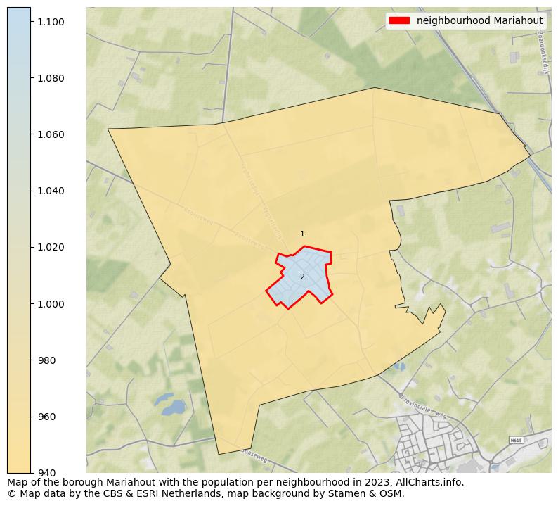 Map of the borough Mariahout with the population per neighbourhood in 2023. This page shows a lot of information about residents (such as the distribution by age groups, family composition, gender, native or Dutch with an immigration background, ...), homes (numbers, types, price development, use, type of property, ...) and more (car ownership, energy consumption, ...) based on open data from the Dutch Central Bureau of Statistics and various other sources!