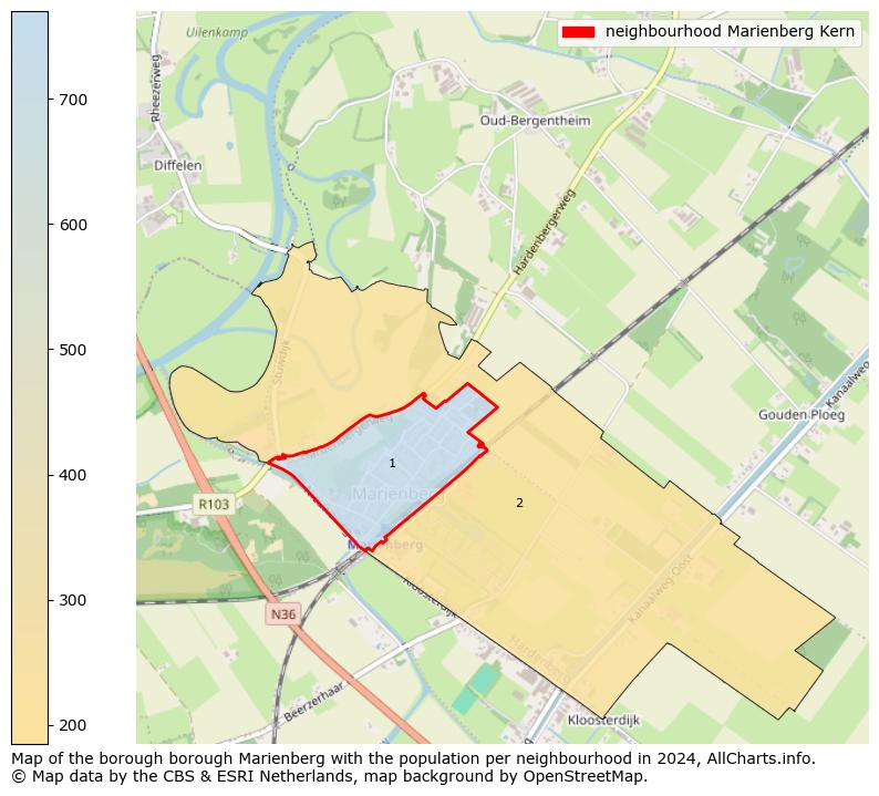 Image of the neighbourhood Marienberg Kern at the map. This image is used as introduction to this page. This page shows a lot of information about the population in the neighbourhood Marienberg Kern (such as the distribution by age groups of the residents, the composition of households, whether inhabitants are natives or Dutch with an immigration background, data about the houses (numbers, types, price development, use, type of property, ...) and more (car ownership, energy consumption, ...) based on open data from the Dutch Central Bureau of Statistics and various other sources!