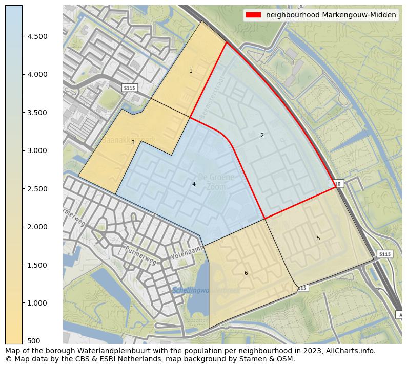 Map of the borough Waterlandpleinbuurt with the population per neighbourhood in 2023. This page shows a lot of information about residents (such as the distribution by age groups, family composition, gender, native or Dutch with an immigration background, ...), homes (numbers, types, price development, use, type of property, ...) and more (car ownership, energy consumption, ...) based on open data from the Dutch Central Bureau of Statistics and various other sources!