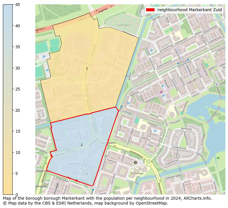 Image of the neighbourhood Markerkant Zuid at the map. This image is used as introduction to this page. This page shows a lot of information about the population in the neighbourhood Markerkant Zuid (such as the distribution by age groups of the residents, the composition of households, whether inhabitants are natives or Dutch with an immigration background, data about the houses (numbers, types, price development, use, type of property, ...) and more (car ownership, energy consumption, ...) based on open data from the Dutch Central Bureau of Statistics and various other sources!