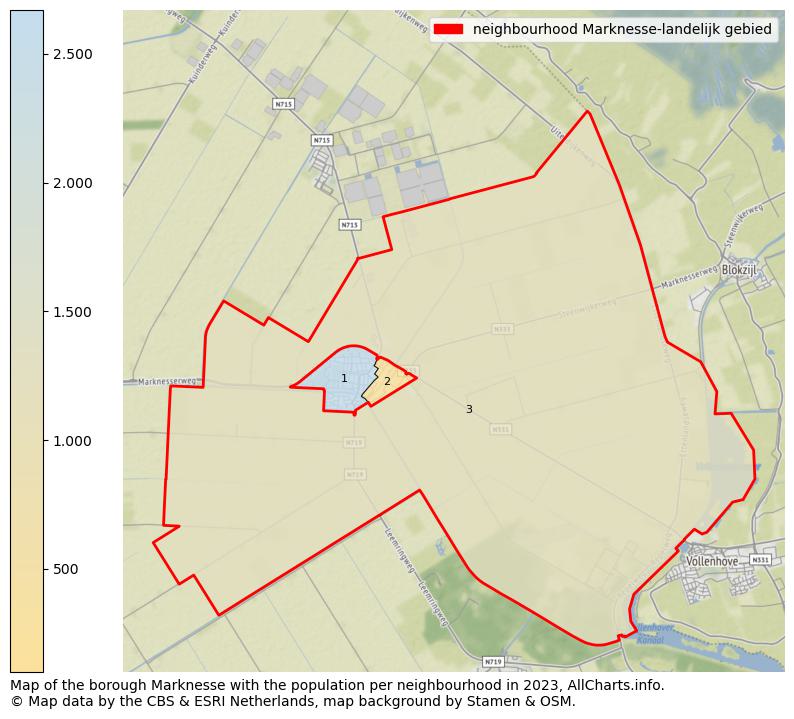 Map of the borough Marknesse with the population per neighbourhood in 2023. This page shows a lot of information about residents (such as the distribution by age groups, family composition, gender, native or Dutch with an immigration background, ...), homes (numbers, types, price development, use, type of property, ...) and more (car ownership, energy consumption, ...) based on open data from the Dutch Central Bureau of Statistics and various other sources!