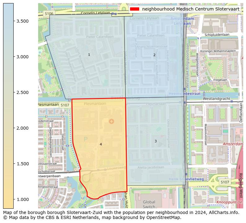 Image of the neighbourhood Medisch Centrum Slotervaart at the map. This image is used as introduction to this page. This page shows a lot of information about the population in the neighbourhood Medisch Centrum Slotervaart (such as the distribution by age groups of the residents, the composition of households, whether inhabitants are natives or Dutch with an immigration background, data about the houses (numbers, types, price development, use, type of property, ...) and more (car ownership, energy consumption, ...) based on open data from the Dutch Central Bureau of Statistics and various other sources!