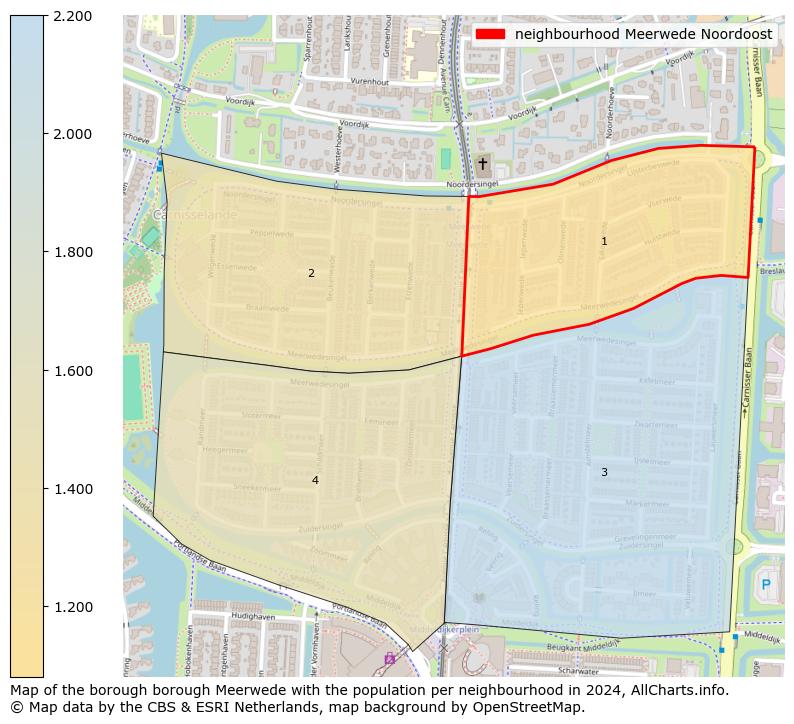 Image of the neighbourhood Meerwede Noordoost at the map. This image is used as introduction to this page. This page shows a lot of information about the population in the neighbourhood Meerwede Noordoost (such as the distribution by age groups of the residents, the composition of households, whether inhabitants are natives or Dutch with an immigration background, data about the houses (numbers, types, price development, use, type of property, ...) and more (car ownership, energy consumption, ...) based on open data from the Dutch Central Bureau of Statistics and various other sources!