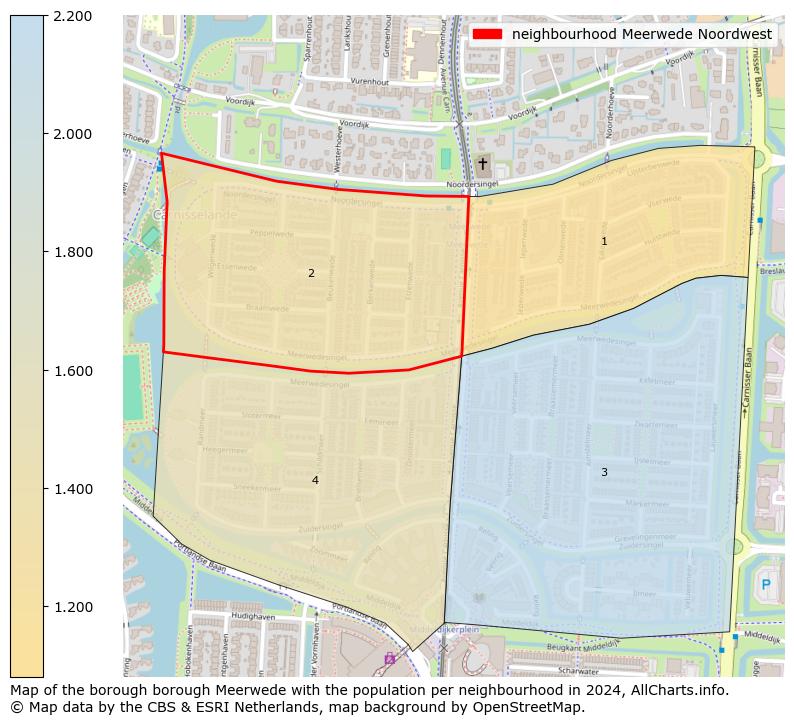 Image of the neighbourhood Meerwede Noordwest at the map. This image is used as introduction to this page. This page shows a lot of information about the population in the neighbourhood Meerwede Noordwest (such as the distribution by age groups of the residents, the composition of households, whether inhabitants are natives or Dutch with an immigration background, data about the houses (numbers, types, price development, use, type of property, ...) and more (car ownership, energy consumption, ...) based on open data from the Dutch Central Bureau of Statistics and various other sources!