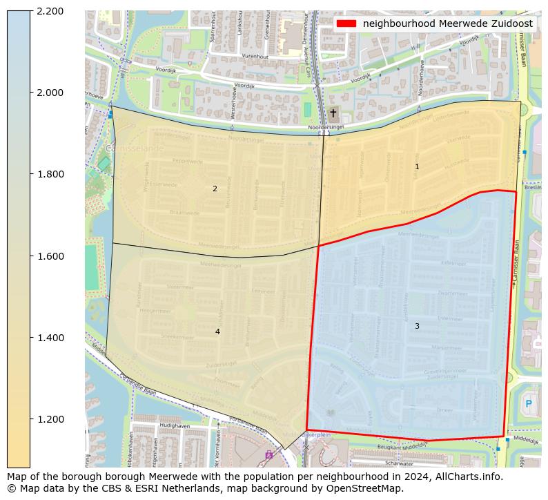 Image of the neighbourhood Meerwede Zuidoost at the map. This image is used as introduction to this page. This page shows a lot of information about the population in the neighbourhood Meerwede Zuidoost (such as the distribution by age groups of the residents, the composition of households, whether inhabitants are natives or Dutch with an immigration background, data about the houses (numbers, types, price development, use, type of property, ...) and more (car ownership, energy consumption, ...) based on open data from the Dutch Central Bureau of Statistics and various other sources!