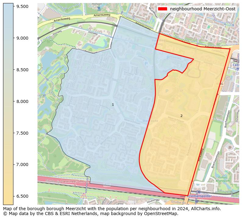 Image of the neighbourhood Meerzicht-Oost at the map. This image is used as introduction to this page. This page shows a lot of information about the population in the neighbourhood Meerzicht-Oost (such as the distribution by age groups of the residents, the composition of households, whether inhabitants are natives or Dutch with an immigration background, data about the houses (numbers, types, price development, use, type of property, ...) and more (car ownership, energy consumption, ...) based on open data from the Dutch Central Bureau of Statistics and various other sources!