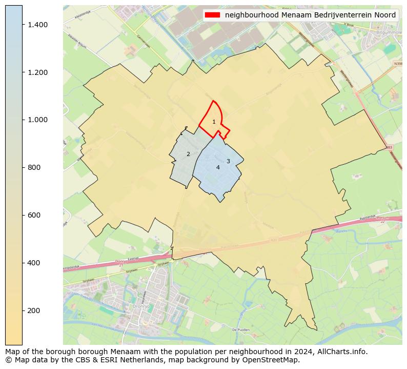 Image of the neighbourhood Menaam Bedrijventerrein Noord at the map. This image is used as introduction to this page. This page shows a lot of information about the population in the neighbourhood Menaam Bedrijventerrein Noord (such as the distribution by age groups of the residents, the composition of households, whether inhabitants are natives or Dutch with an immigration background, data about the houses (numbers, types, price development, use, type of property, ...) and more (car ownership, energy consumption, ...) based on open data from the Dutch Central Bureau of Statistics and various other sources!