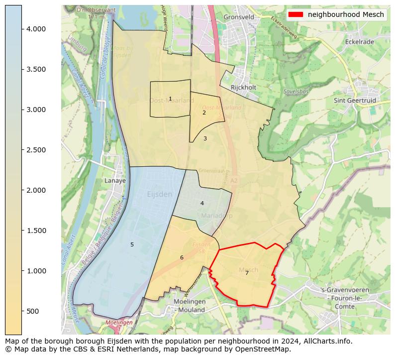 Image of the neighbourhood Mesch at the map. This image is used as introduction to this page. This page shows a lot of information about the population in the neighbourhood Mesch (such as the distribution by age groups of the residents, the composition of households, whether inhabitants are natives or Dutch with an immigration background, data about the houses (numbers, types, price development, use, type of property, ...) and more (car ownership, energy consumption, ...) based on open data from the Dutch Central Bureau of Statistics and various other sources!