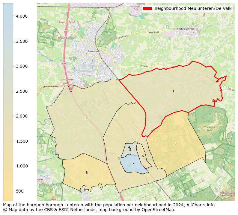 Image of the neighbourhood Meulunteren/De Valk at the map. This image is used as introduction to this page. This page shows a lot of information about the population in the neighbourhood Meulunteren/De Valk (such as the distribution by age groups of the residents, the composition of households, whether inhabitants are natives or Dutch with an immigration background, data about the houses (numbers, types, price development, use, type of property, ...) and more (car ownership, energy consumption, ...) based on open data from the Dutch Central Bureau of Statistics and various other sources!