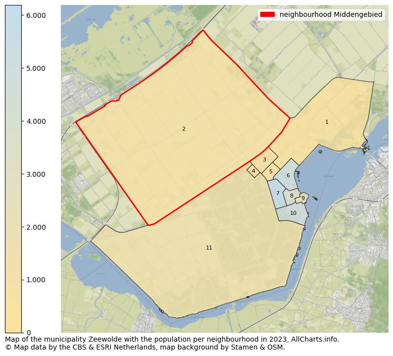 Map of the municipality Zeewolde with the population per neighbourhood in 2023. This page shows a lot of information about residents (such as the distribution by age groups, family composition, gender, native or Dutch with an immigration background, ...), homes (numbers, types, price development, use, type of property, ...) and more (car ownership, energy consumption, ...) based on open data from the Dutch Central Bureau of Statistics and various other sources!