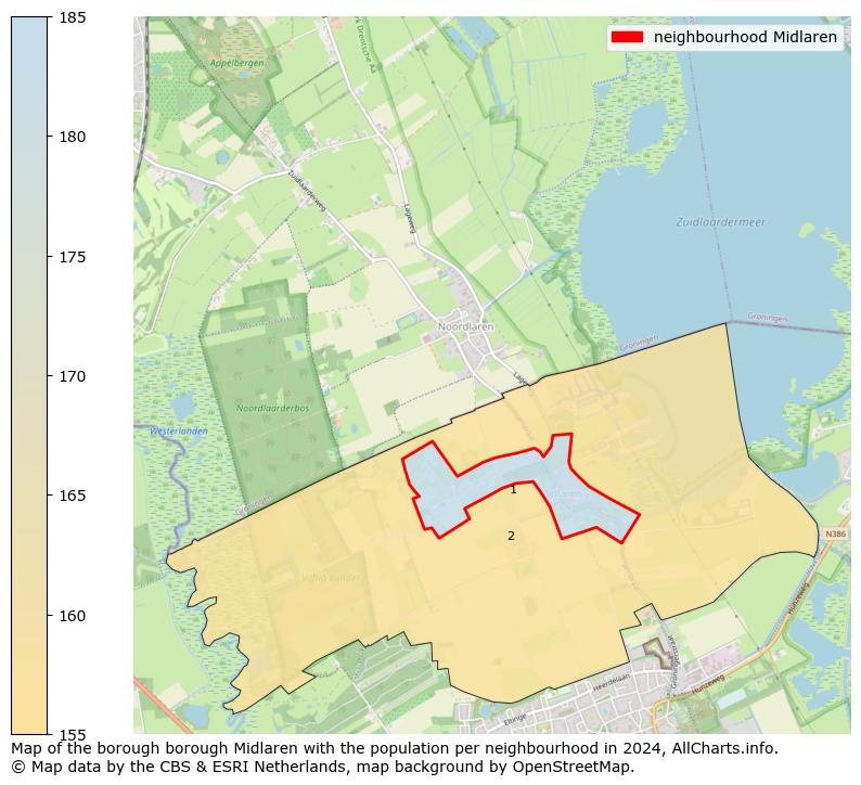 Image of the neighbourhood Midlaren at the map. This image is used as introduction to this page. This page shows a lot of information about the population in the neighbourhood Midlaren (such as the distribution by age groups of the residents, the composition of households, whether inhabitants are natives or Dutch with an immigration background, data about the houses (numbers, types, price development, use, type of property, ...) and more (car ownership, energy consumption, ...) based on open data from the Dutch Central Bureau of Statistics and various other sources!