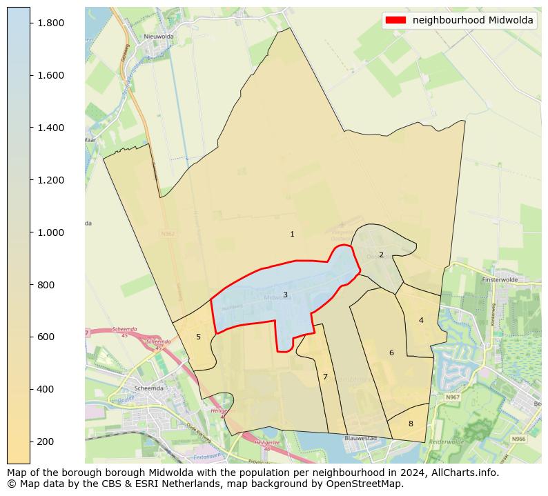 Image of the neighbourhood Midwolda at the map. This image is used as introduction to this page. This page shows a lot of information about the population in the neighbourhood Midwolda (such as the distribution by age groups of the residents, the composition of households, whether inhabitants are natives or Dutch with an immigration background, data about the houses (numbers, types, price development, use, type of property, ...) and more (car ownership, energy consumption, ...) based on open data from the Dutch Central Bureau of Statistics and various other sources!