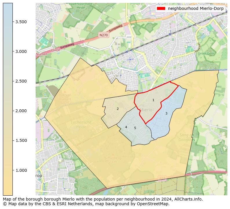 Image of the neighbourhood Mierlo-Dorp at the map. This image is used as introduction to this page. This page shows a lot of information about the population in the neighbourhood Mierlo-Dorp (such as the distribution by age groups of the residents, the composition of households, whether inhabitants are natives or Dutch with an immigration background, data about the houses (numbers, types, price development, use, type of property, ...) and more (car ownership, energy consumption, ...) based on open data from the Dutch Central Bureau of Statistics and various other sources!