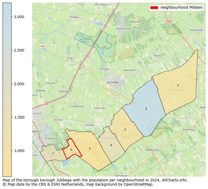 Image of the neighbourhood Mildam at the map. This image is used as introduction to this page. This page shows a lot of information about the population in the neighbourhood Mildam (such as the distribution by age groups of the residents, the composition of households, whether inhabitants are natives or Dutch with an immigration background, data about the houses (numbers, types, price development, use, type of property, ...) and more (car ownership, energy consumption, ...) based on open data from the Dutch Central Bureau of Statistics and various other sources!