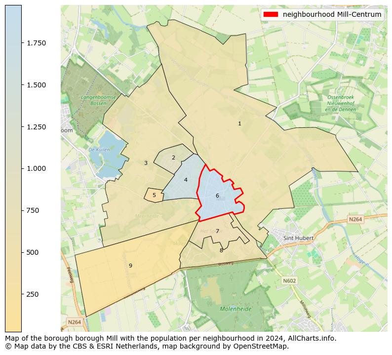 Image of the neighbourhood Mill-Centrum at the map. This image is used as introduction to this page. This page shows a lot of information about the population in the neighbourhood Mill-Centrum (such as the distribution by age groups of the residents, the composition of households, whether inhabitants are natives or Dutch with an immigration background, data about the houses (numbers, types, price development, use, type of property, ...) and more (car ownership, energy consumption, ...) based on open data from the Dutch Central Bureau of Statistics and various other sources!