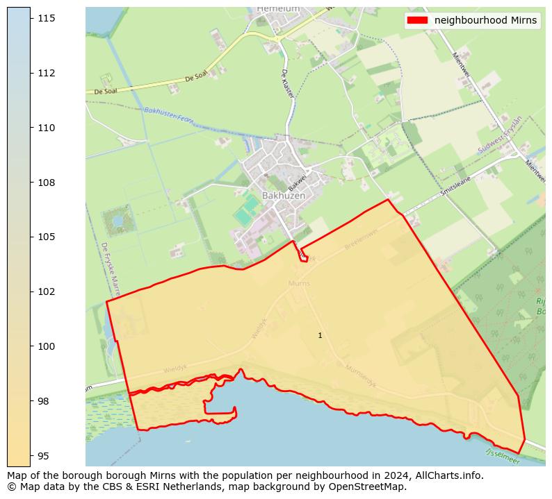 Image of the neighbourhood Mirns at the map. This image is used as introduction to this page. This page shows a lot of information about the population in the neighbourhood Mirns (such as the distribution by age groups of the residents, the composition of households, whether inhabitants are natives or Dutch with an immigration background, data about the houses (numbers, types, price development, use, type of property, ...) and more (car ownership, energy consumption, ...) based on open data from the Dutch Central Bureau of Statistics and various other sources!