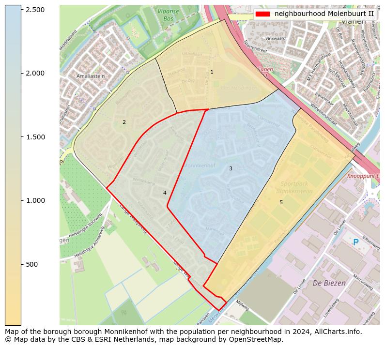 Image of the neighbourhood Molenbuurt II at the map. This image is used as introduction to this page. This page shows a lot of information about the population in the neighbourhood Molenbuurt II (such as the distribution by age groups of the residents, the composition of households, whether inhabitants are natives or Dutch with an immigration background, data about the houses (numbers, types, price development, use, type of property, ...) and more (car ownership, energy consumption, ...) based on open data from the Dutch Central Bureau of Statistics and various other sources!