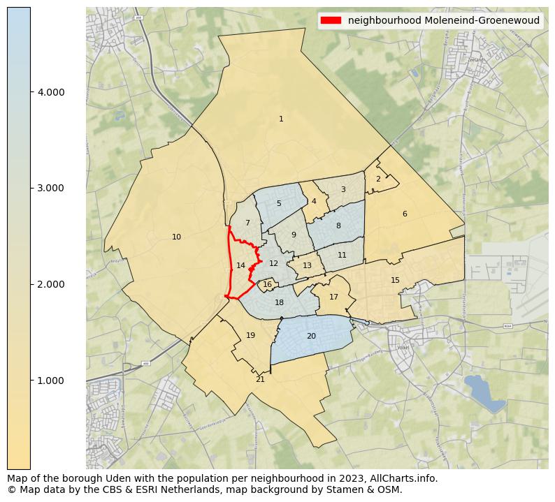 Map of the borough Uden with the population per neighbourhood in 2023. This page shows a lot of information about residents (such as the distribution by age groups, family composition, gender, native or Dutch with an immigration background, ...), homes (numbers, types, price development, use, type of property, ...) and more (car ownership, energy consumption, ...) based on open data from the Dutch Central Bureau of Statistics and various other sources!