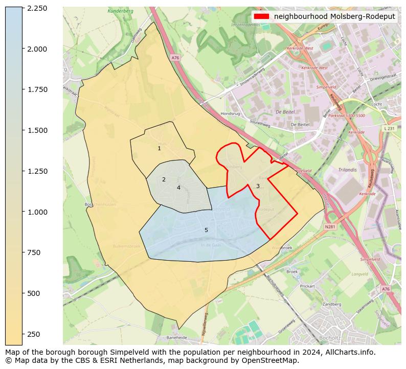 Image of the neighbourhood Molsberg-Rodeput at the map. This image is used as introduction to this page. This page shows a lot of information about the population in the neighbourhood Molsberg-Rodeput (such as the distribution by age groups of the residents, the composition of households, whether inhabitants are natives or Dutch with an immigration background, data about the houses (numbers, types, price development, use, type of property, ...) and more (car ownership, energy consumption, ...) based on open data from the Dutch Central Bureau of Statistics and various other sources!