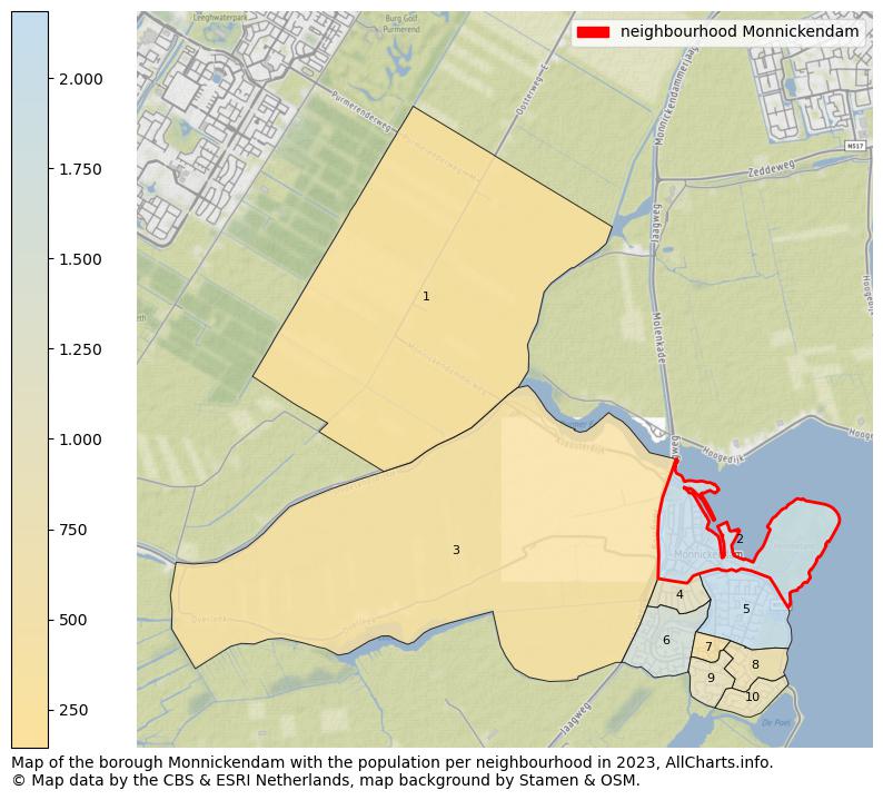 Map of the borough Monnickendam with the population per neighbourhood in 2023. This page shows a lot of information about residents (such as the distribution by age groups, family composition, gender, native or Dutch with an immigration background, ...), homes (numbers, types, price development, use, type of property, ...) and more (car ownership, energy consumption, ...) based on open data from the Dutch Central Bureau of Statistics and various other sources!