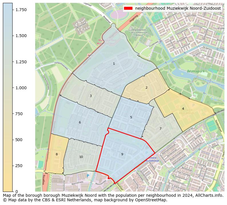 Image of the neighbourhood Muziekwijk Noord-Zuidoost at the map. This image is used as introduction to this page. This page shows a lot of information about the population in the neighbourhood Muziekwijk Noord-Zuidoost (such as the distribution by age groups of the residents, the composition of households, whether inhabitants are natives or Dutch with an immigration background, data about the houses (numbers, types, price development, use, type of property, ...) and more (car ownership, energy consumption, ...) based on open data from the Dutch Central Bureau of Statistics and various other sources!