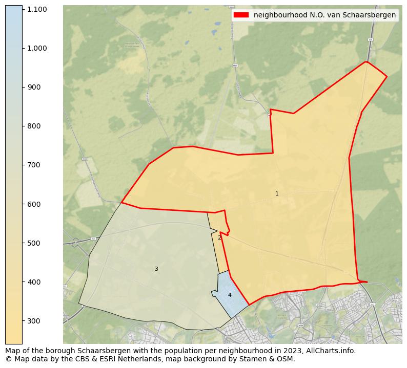 Map of the borough Schaarsbergen with the population per neighbourhood in 2023. This page shows a lot of information about residents (such as the distribution by age groups, family composition, gender, native or Dutch with an immigration background, ...), homes (numbers, types, price development, use, type of property, ...) and more (car ownership, energy consumption, ...) based on open data from the Dutch Central Bureau of Statistics and various other sources!