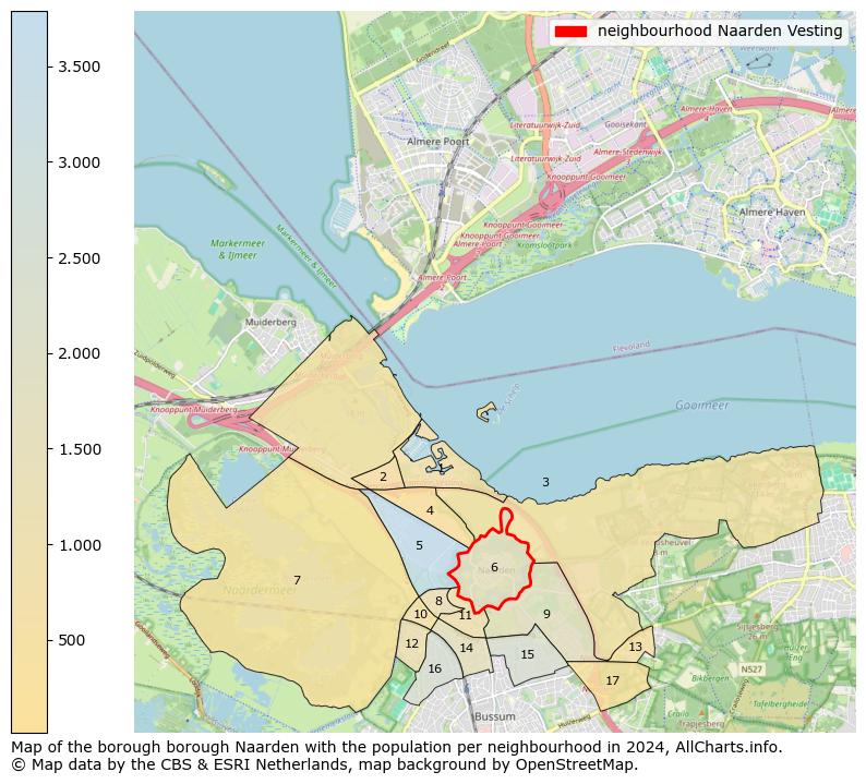 Image of the neighbourhood Naarden Vesting at the map. This image is used as introduction to this page. This page shows a lot of information about the population in the neighbourhood Naarden Vesting (such as the distribution by age groups of the residents, the composition of households, whether inhabitants are natives or Dutch with an immigration background, data about the houses (numbers, types, price development, use, type of property, ...) and more (car ownership, energy consumption, ...) based on open data from the Dutch Central Bureau of Statistics and various other sources!