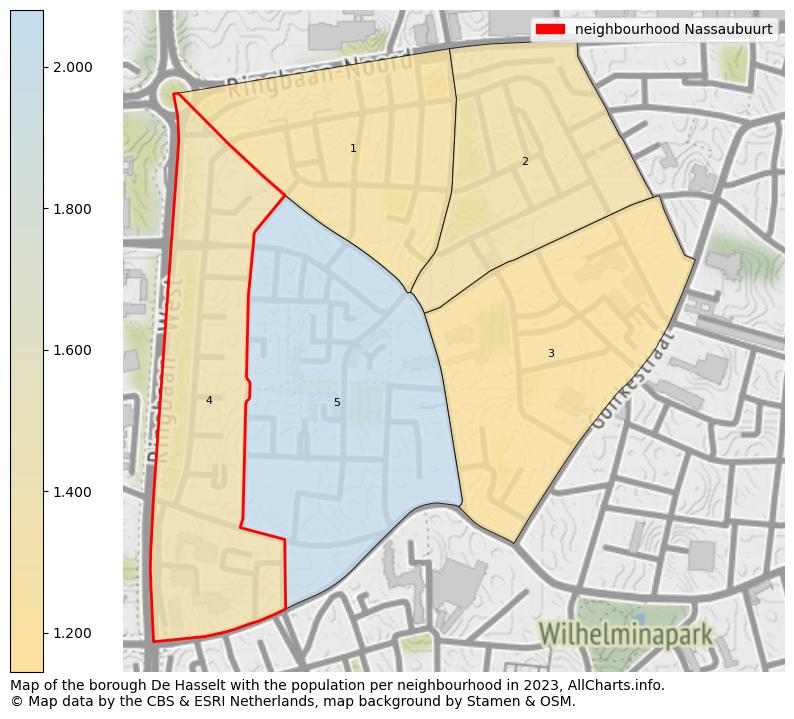 Map of the borough De Hasselt with the population per neighbourhood in 2023. This page shows a lot of information about residents (such as the distribution by age groups, family composition, gender, native or Dutch with an immigration background, ...), homes (numbers, types, price development, use, type of property, ...) and more (car ownership, energy consumption, ...) based on open data from the Dutch Central Bureau of Statistics and various other sources!