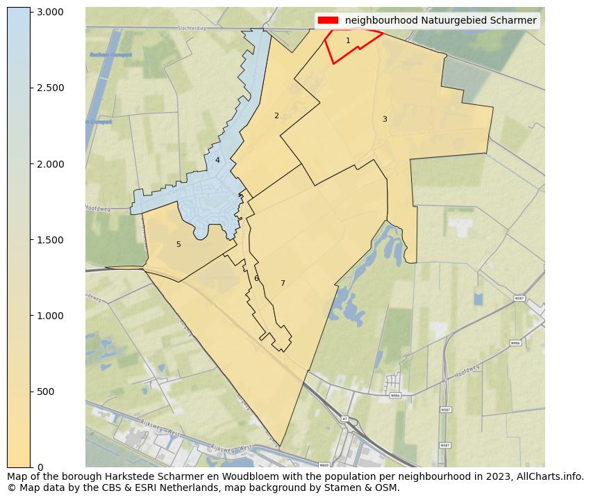 Map of the borough Harkstede Scharmer en Woudbloem with the population per neighbourhood in 2023. This page shows a lot of information about residents (such as the distribution by age groups, family composition, gender, native or Dutch with an immigration background, ...), homes (numbers, types, price development, use, type of property, ...) and more (car ownership, energy consumption, ...) based on open data from the Dutch Central Bureau of Statistics and various other sources!