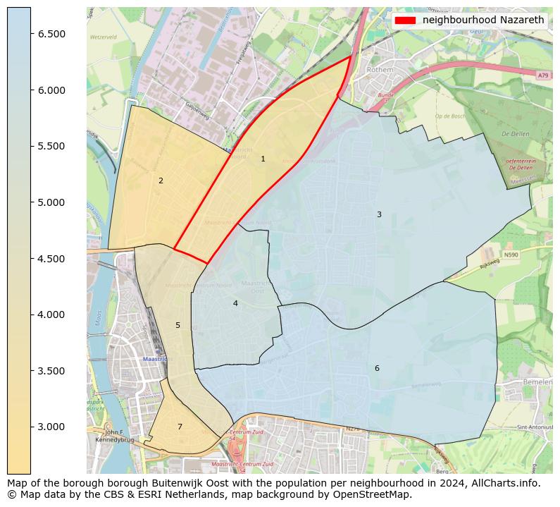 Image of the neighbourhood Nazareth at the map. This image is used as introduction to this page. This page shows a lot of information about the population in the neighbourhood Nazareth (such as the distribution by age groups of the residents, the composition of households, whether inhabitants are natives or Dutch with an immigration background, data about the houses (numbers, types, price development, use, type of property, ...) and more (car ownership, energy consumption, ...) based on open data from the Dutch Central Bureau of Statistics and various other sources!