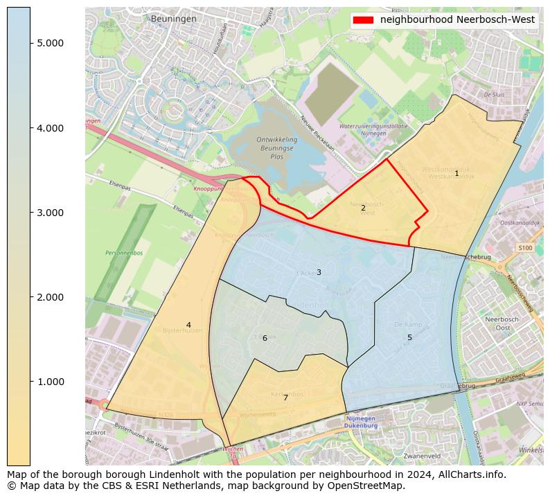 Image of the neighbourhood Neerbosch-West at the map. This image is used as introduction to this page. This page shows a lot of information about the population in the neighbourhood Neerbosch-West (such as the distribution by age groups of the residents, the composition of households, whether inhabitants are natives or Dutch with an immigration background, data about the houses (numbers, types, price development, use, type of property, ...) and more (car ownership, energy consumption, ...) based on open data from the Dutch Central Bureau of Statistics and various other sources!